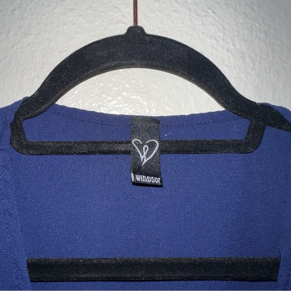 Navy Blue Windsor Front Tie Crop Top - Picture 5 of 5